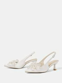 CUCCOO HITCHD Women's Retro Embroidered Pointed-Toe High Heel Slingback Shoes