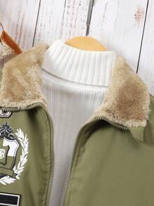 Jugendliche Lässige Minimalistische Patchwork Fleece Jacke