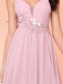 SHEIN Belle Elegant Floral Print Bridesmaid Camisole Dress (Adult Size),Graduation Gift Graduation Dress, Women's Fashion Formal Dress Maxi Dress, Beaded Design, Body Sequins, Suspender Summer Dress For Women