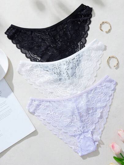 3 件套浪漫蕾丝女士内裤