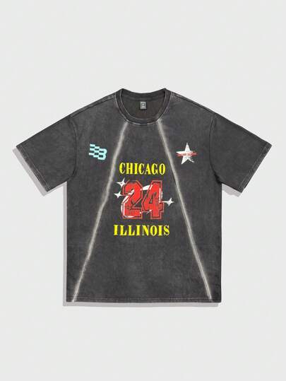 Men's Jersey Washed Fashion Short Sleeve T-Shirt, Suitable For Summer