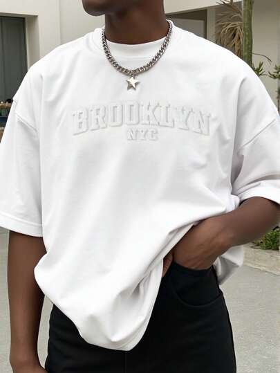 Manfinity Homme Plus Size Men's Simple Round Neck Short Sleeve T-Shirt, Fashionable For Summer