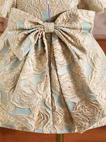 Elladie kids Newly Launched! Baby Girl's Short-Sleeved Dress With Rose Patterns And Bubble Sleeves, Along With A Puffy Dress With A Bowknot For Formal Occasions. It's Comfortable, Fashionable, Elegant, Sweet And Lovely, Perfect For Daily Wear.