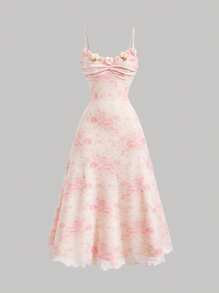 SHEIN MOD Đầm dài bó sát nhuộm hoa 3D - Nhiều màu - Xem 1