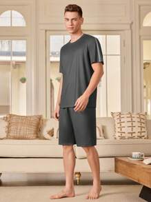 Men's Summer Casual Homewear Suit - Grey - View 7