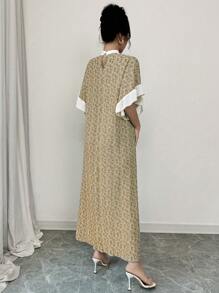 Seusyu 简约时尚的阿拉伯风格连衣裙，适合夏季 - 黃色 - 查看 2