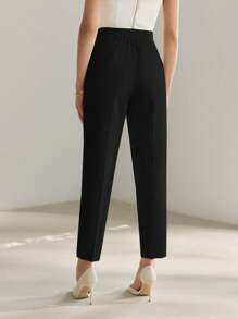 MOTF PREMIUM 剪裁合身的压褶西装裤 - 黑色 - 查看 5