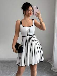 Elenzga Vestido corto elegante para mujer