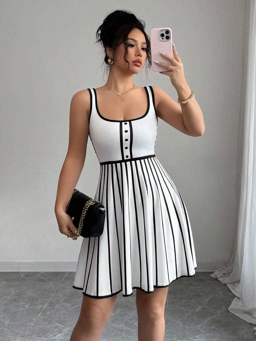 Elenzga Vestido corto elegante para mujer