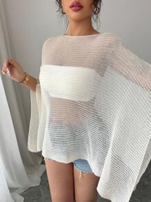 Chiquease Cardigan cu șal de protecție solară din tricot, cu design largi, pentru femei, croială relaxată, subțire, primăvară/vară