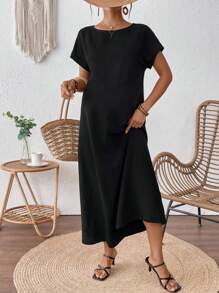 SHEIN Plain Knit Loose Maternity Dress, Minimalist Fashion Casual Everyday Wear