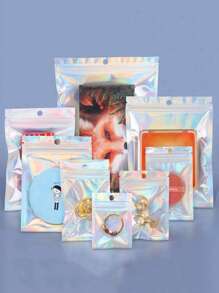 50/100 Túi Mylar Holographic - Bao bì giấy bạc chống mùi có khóa kéo có thể đóng lại để đựng đồ trang sức/kẹo/ốc vít - Túi nhựa tự dán Rainbow Laser - Nhiều màu - Xem 11