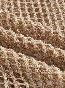 Maija 女士度假纯色前系带镂空流苏下摆罩衫连衣裙 - 卡其色 - 查看 9