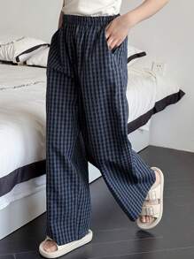 DAZY Tween Girl Geweven Geruite Casual Broek Huiskleding, Lente/Zomer, Terug naar School Kleding