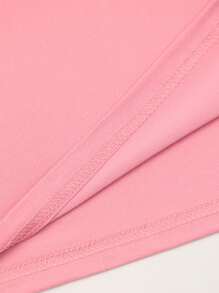 Flirla Bộ đồ thường ngày 2 món cho nữ có áo phông cổ tròn tay ngắn in chữ và quần short - Hồng - Xem 5