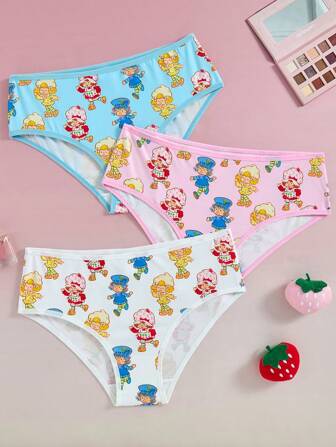 Strawberry Shortcake X SHEIN Culotte grande taille douce et confortable avec motif de dessin animé mignon