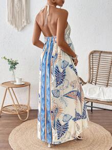 SHEIN Maternity Dress Sleeveless V-Neck Simple Fashionable Design, Suitable For Summer - Multicolor - View 2