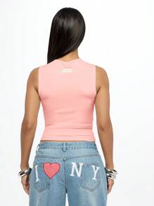 SUMWON WOMEN Fruit Print Sleeveless Crop Tank Summer Festival Fitted Knit Cotton Blend Casual Crop Top Streetwear Fashion Y2K Style