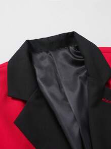 Manfinity Mode Bộ vest 2 mảnh cỡ lớn cho nam, ve áo màu tương phản cổ dài tay và quần vest dạ hội cho nam vest chất lượng cao vest dạ hội cho nam vest thường ngày cho nam - Đỏ - Xem 4