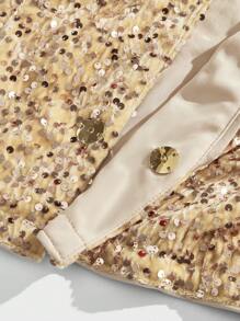 Manfinity VCAY 男士时尚休闲宽松长袖亮片装饰西装外套，适合秋冬日常穿着 - 卡其色 - 查看 5