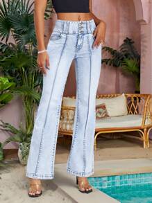 Breezaya Blugi de damă, spălați, rupti, cu picioare drepte