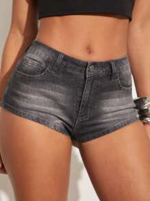 NYA SZN Quần short denim siêu ngắn mùa hè, quần short thanh lịch dự lễ hội âm nhạc, kỳ nghỉ xuân, bữa brunch, thời trang đường phố, phong cách đường phố, bãi biển, tuyên ngôn lễ hội, lễ hội hóa trang dành cho nữ - màu đen - Xem 1