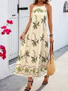 Breezaya 女士细肩带拼布印花休闲迷你连衣裙，随机印花 - 彩色 - 查看 4