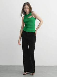 Maija Nuevo diseño de top sin mangas con hebilla de metal en color verde para verano 2025, top casual elegante para mujer adecuado para eventos de negocios, uso diario, playa, bodas, festivales de música country, brunch, aeropuerto, estilo retro de los 90, estilo de Estocolmo, Día de la Independencia - Verde - Ver 6