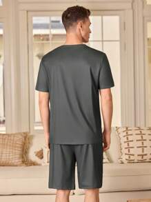 Men's Summer Casual Homewear Suit - Grey - View 3