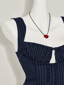 SHEIN ICON Women's Y2k Office Wwomen Outfits Casual Tie Front Striped Wide Strap Tank Top For Everyday Wear