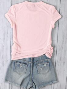 INAWLY 女士甜美花卉圆领短袖T恤，休闲宽松夏季上衣