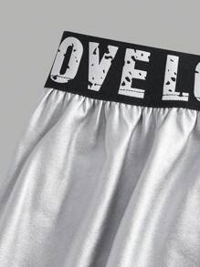 Tween Mädchen Street Style Stricknetzstoff Bedrucktes V-Ausschnitt Kurzarm-Top & Faltenrock 2 Stücke Set, Y2K Fashion Punk Style, süß & cool, Zurück zur Schule