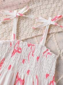 2件套女婴可爱兔子印花无袖连体衣和蝴蝶结发带套装，甜美可爱，适合夏季/复活节 - 白色 - 查看 4