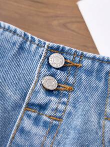 Girls' Campus Style All-Match Versatile Flower Waist Jeans Summer Holiday - Light Wash - View 5