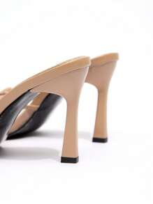 CUCCOO CHICEST New Fashionable Versatile Rhinestone Bowknot Strap Stiletto High Heel Sandals For Christmas - Apricot - View 6