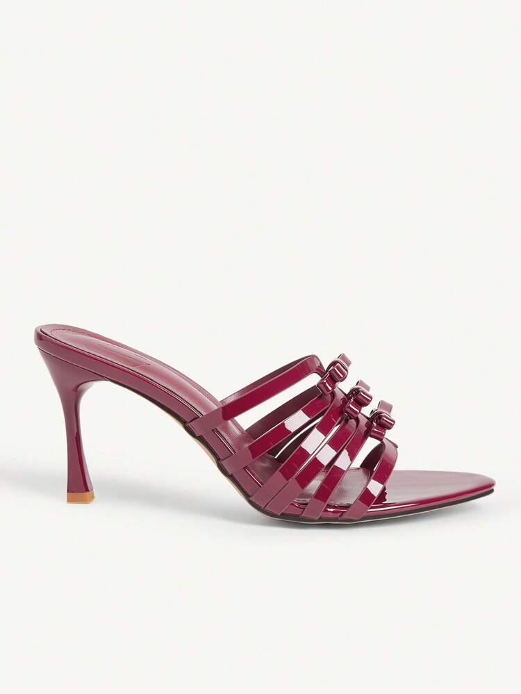 CUCCOO CHICEST Zapatos de tacón stiletto de medianos con punta puntiaguda, lazo y correas, elegantes y cómodos, color burdeos, ideales para ocasiones formales, fiestas y citas, para uso en oficina y casual