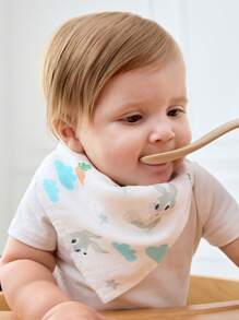 LOONEY TUNES X SHEIN 【Oeko-Tex认证】4件套天然竹纤维多功能纱布，可用作拍嗝巾、口水巾、面巾，30厘米*30厘米