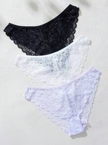 3 件套浪漫蕾丝女士内裤 - 彩色 - 查看 2