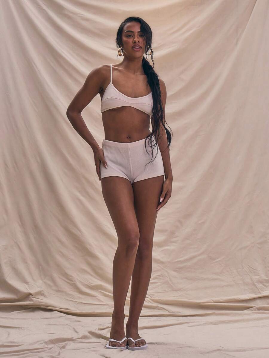 MUSERA Mini Shorts Bottoms Summer Holiday Cute Boho Elegant Holiday Vacation Holiday Festival - Cream - View 1