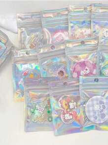 50/100 Túi Mylar Holographic - Bao bì giấy bạc chống mùi có khóa kéo có thể đóng lại để đựng đồ trang sức/kẹo/ốc vít - Túi nhựa tự dán Rainbow Laser - Nhiều màu - Xem 14