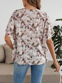 EMERY ROSE 女士休闲蝙蝠袖全印花度假衬衫 - 彩色 - 查看 2