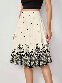 SHEIN Clasi Women's Romantic Floral Print Skirt, Suitable For Daily Wear In Summer Summer For Women Vacation Skirt Summer For Women Teacher For Women,Bohemia Chic Dress