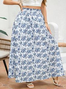 SHEIN Clasi Plus Size Women's Summer Blue Ditsy Floral Pattern Skirt With Pockets Summer Skirts Ditsy Floral Skirt Blue Skirts Blue And White Skirts Flowy Skirts Long Skirts Falda Women's Skirts Skirts For Women Party Skirts Elegant Long Skirts For Women Summer Skirts Plus Size Light Blue Skirts Beach Skirts Skirts Plus Size Women Skirts Elegant Skirts