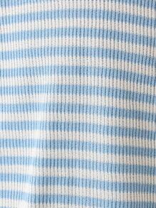 SUMWON 罗纹条纹夏季T恤休闲圆领短袖街头经典轻薄透气针织上衣都市时尚必备 - 藍白色 - 查看 5