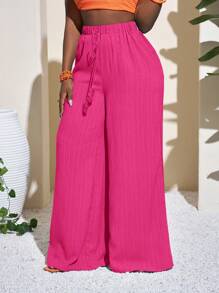 Slaydiva Music Festival Casual Vacation Women Full-Length Green Geometric Pattern Palazzo Pants Hot Pink - Hot Pink - View 6