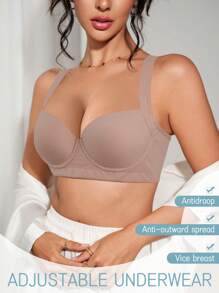 1 Áo ngực thể thao không dây dây bản rộng liền mạch dành cho nữ, nâng và tạo hình, áo chống chảy xệ - Cà phê nâu - Xem 4