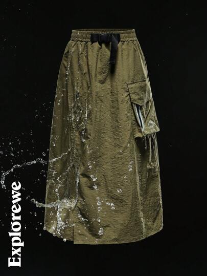 Tween Girls Outdoor Casual Designed Cinch Waist Split Pocket Maxi Skirt, Snug Fit, Versatile For Daily, Travel, Vacation, Spring/Summer