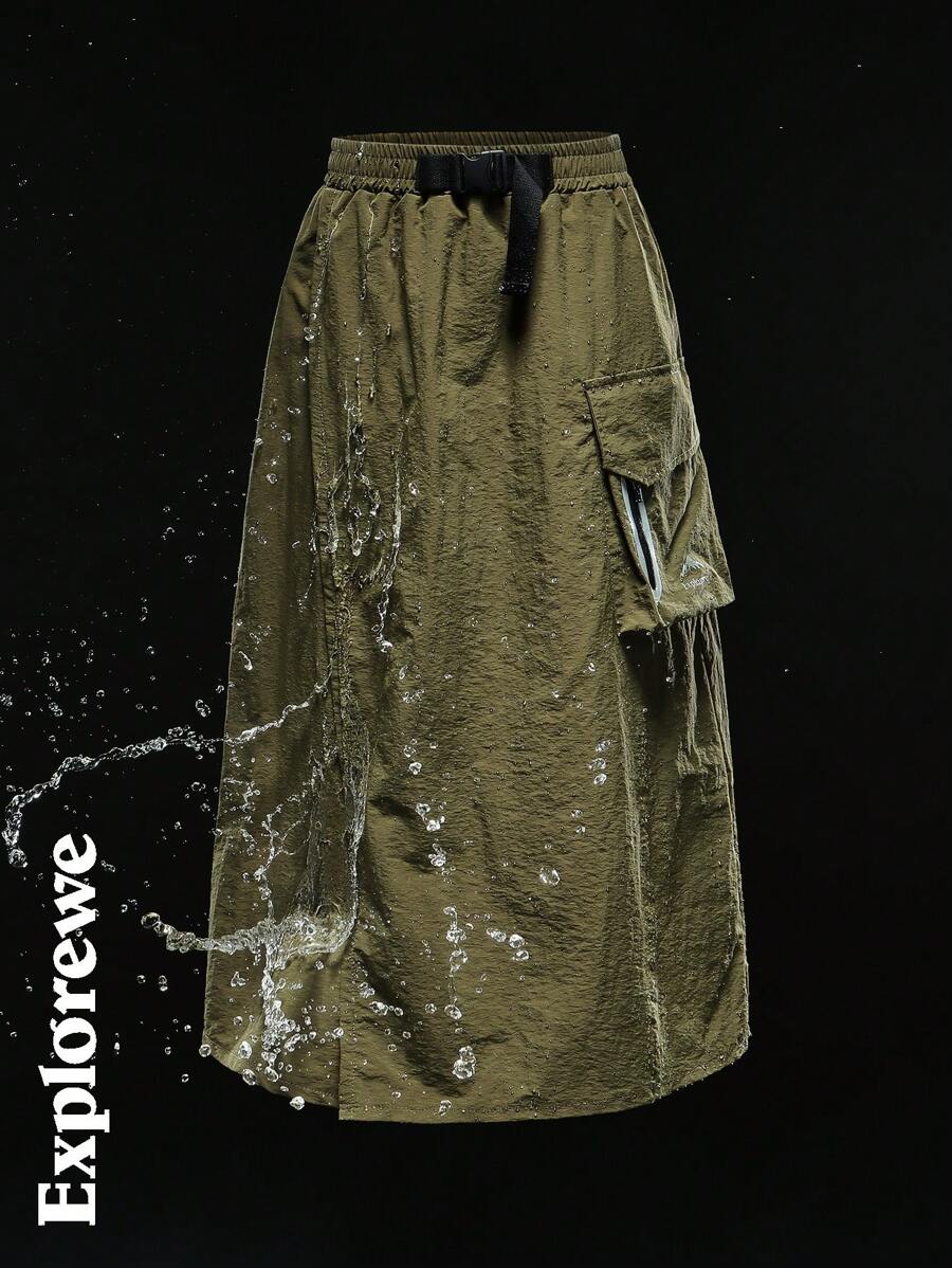 Tween Girls Outdoor Casual Designed Cinch Waist Split Pocket Maxi Skirt, Snug Fit, Versatile For Daily, Travel, Vacation, Spring/Summer