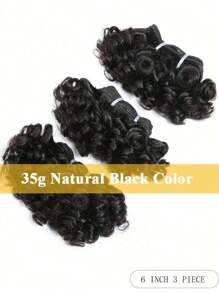 弹性卷发束带扣巴西雷米真人发束 3 件套 6 英寸接发自然色 - Natural Black - 查看 2