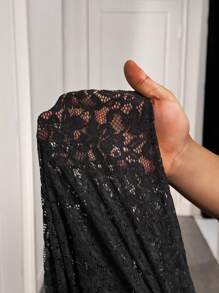 BamGleam Women Lace Hollow Out Waist Flare Leg Pants, Club Sexy,Western Wear Women,Gyaru,Concert Rave Festival - Black - View 8